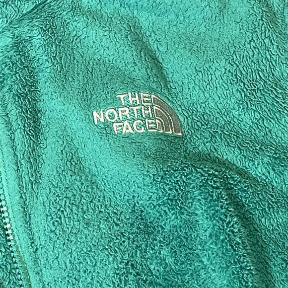 North Face Hoodie Women’s Large Green Full Zip Fleece Zip Up WORN - Picture 3 of 11